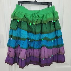 Children's Place Ruffle Green/Blue/Purple Girls Skirt Size 10